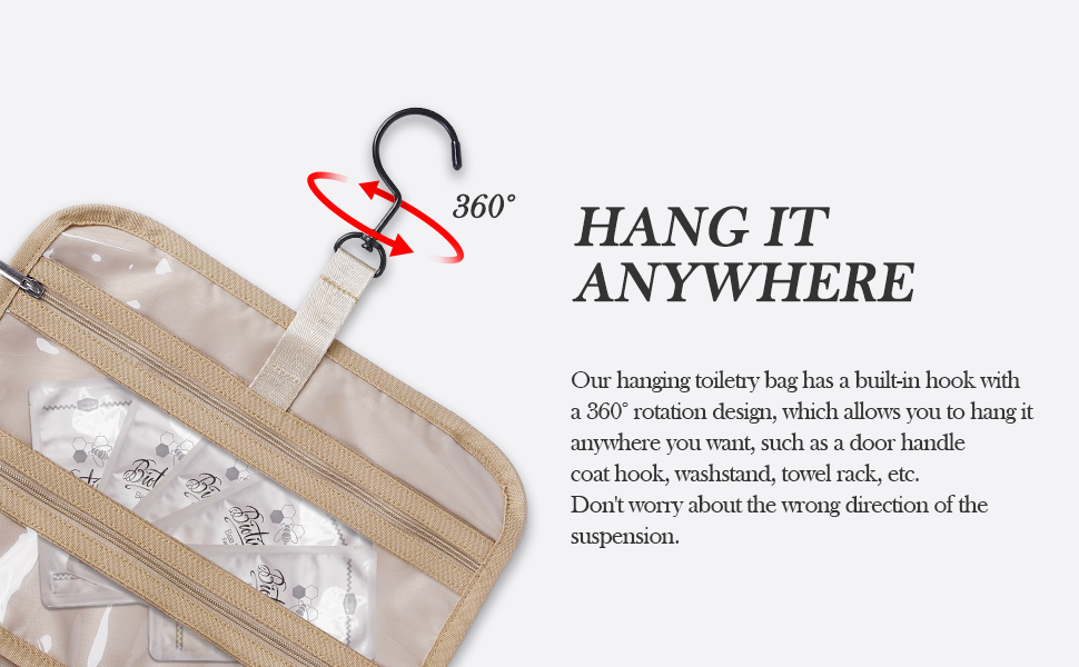 Складана дорожня косметичка IDEATECH, водонепроникна, для чоловіків та жінок, з петлею для підвішування (251-чорний)