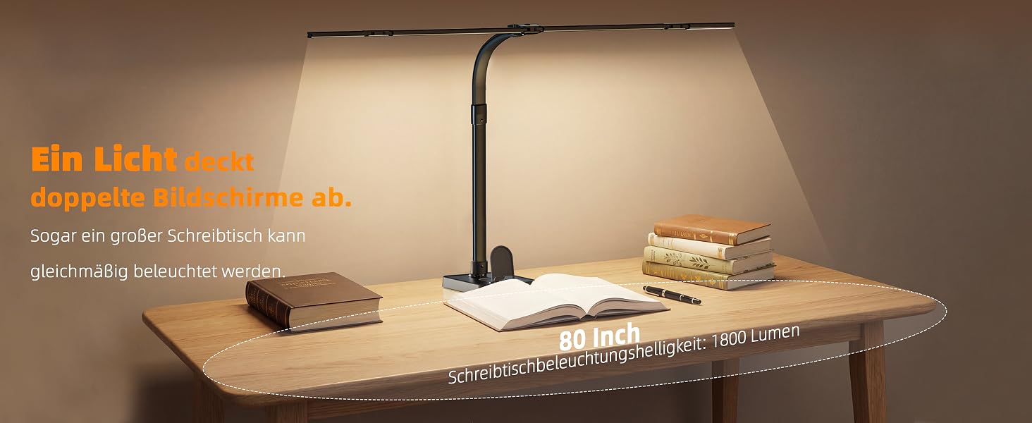 Стільна настільна LED-лампа 24W з регулюванням яскравості та 4-сегментним гнучким світильником, чорна