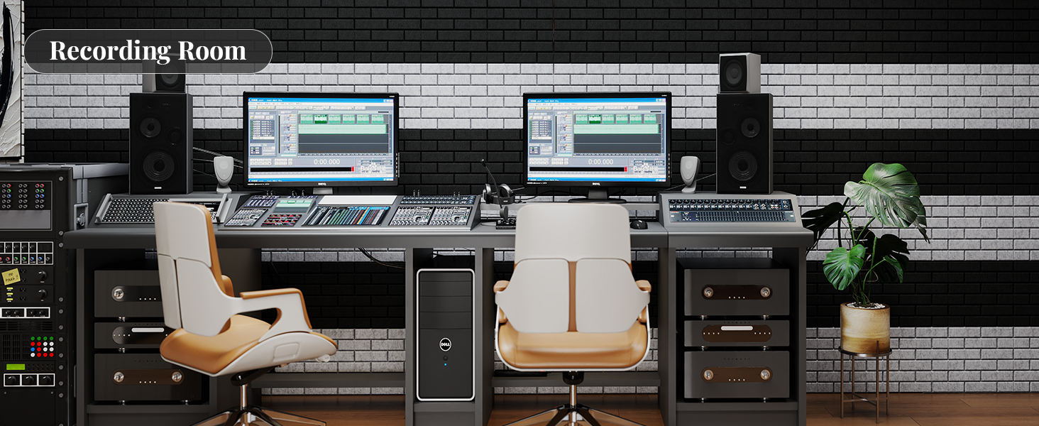 Акустичні панелі JBER самоклеючі для звукоізоляції, шумопоглинаючі панелі «цеглина» для студії, офісу та дому, 30 x 30 x 1 см, чорні, 12 шт.