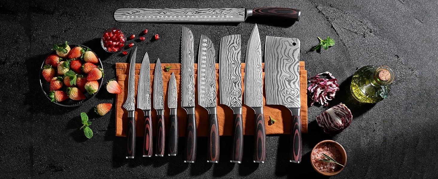 Японський ніж Sunnecko Santoku 17 см - професійний кухонний ніж для приготування їжі, універсальний ніж шеф-кухаря