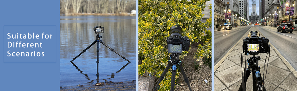 Штатив SIRUI ST-10X з вуглецевого волокна, з відеоголовою для панорамної зйомки, трикутною центральною колоною, для DSLR-камер, 4 секції, висота до 166 см, навантаження до 3 кг