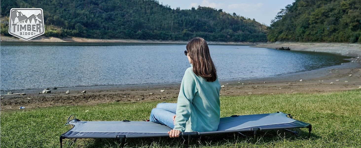 Розкладне кемпінгове ліжко Timber Ridge - легке, зручне, для відпочинку на природі (до 120 кг), сіре