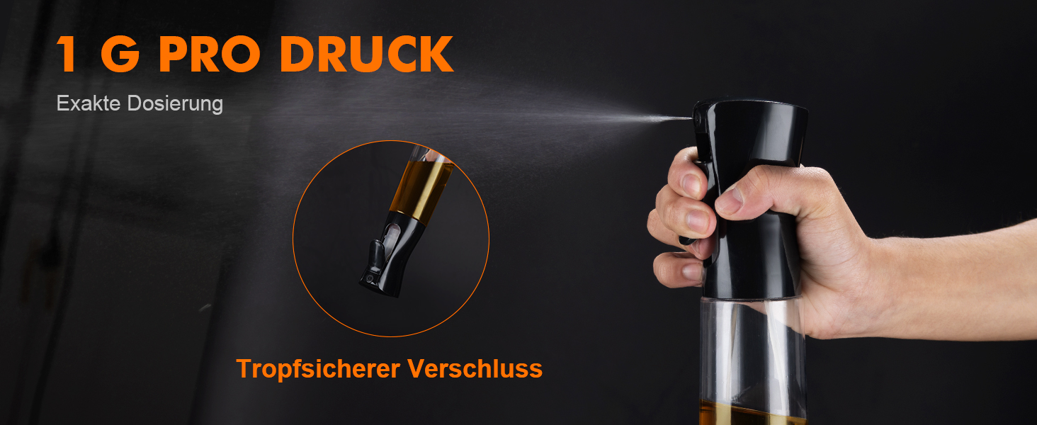 Грифема - пляшка для олії та розпилювач 300 мл, для фритюрниці, гриля, салатів, Meal Prep, BPA-free, придатна для миття в посудомийній машині, багаторазове використання, GE2002B-300