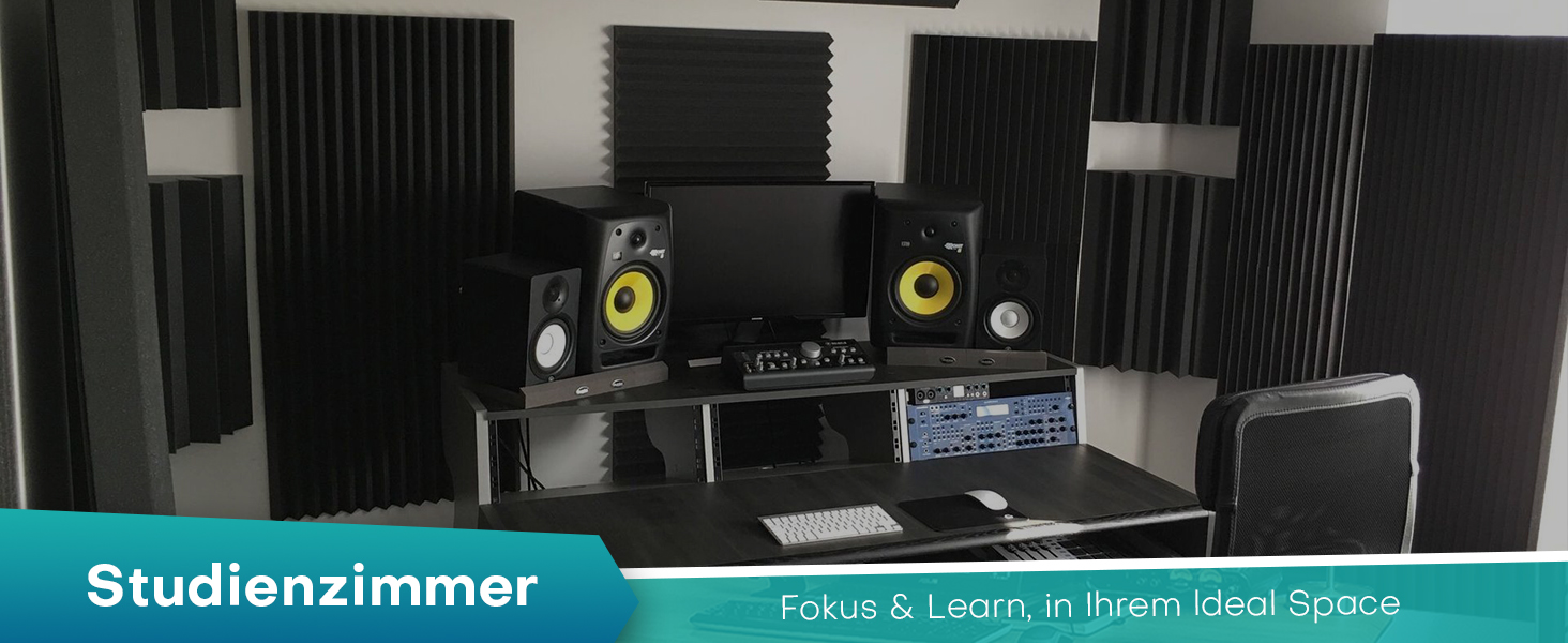 Акустичний поролон Knightsacoustic для звукоізоляції студії, 30x30x2.5 см, чорний, 52 шт — панелі-поглиначі шуму