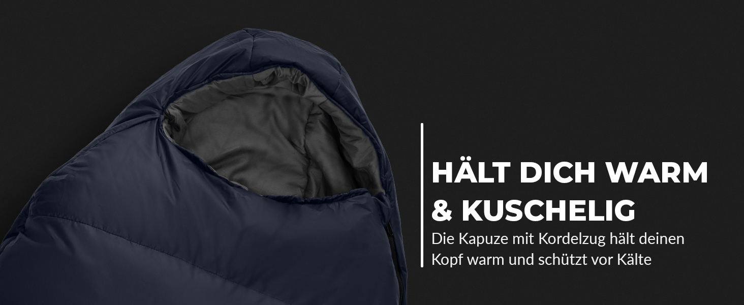 Спальний мішок Mumienschlafsack для 3-4 сезонів, 8°C/-5°C, блакитний, 80x220 см, з подушкою, для жінок та чоловіків