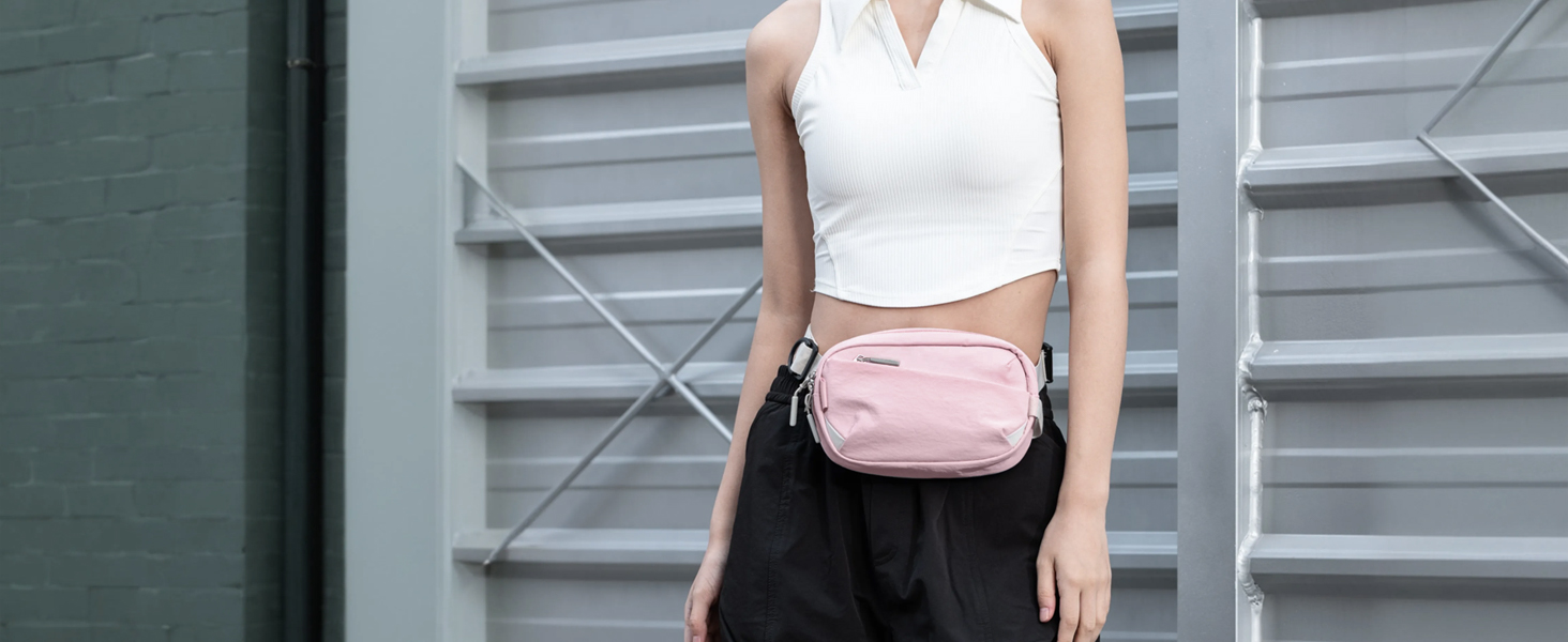 Сумка на пояс Inateck X-Mini, 1.5 л, RFID захистом, для подорожей, спорту, туризму (Рожева)