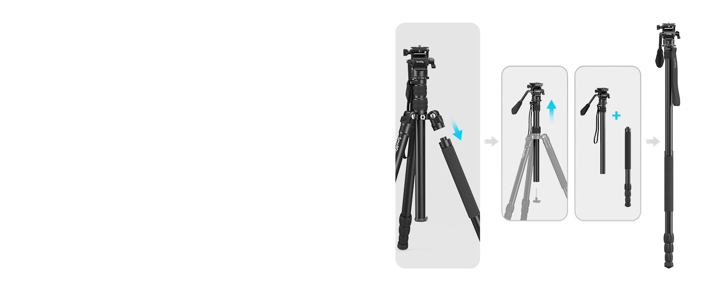 SMALLRIG 71' штатив для відео з пливним упором, алюмінієвий штатив для камери, 360° панорамний відео штатив для подорожей, регулювання висоти від 5 до 21.5 метрів, максимальне навантаження 15 кг, навантаження на пливний упор 3 кг, CT180 – 3760B