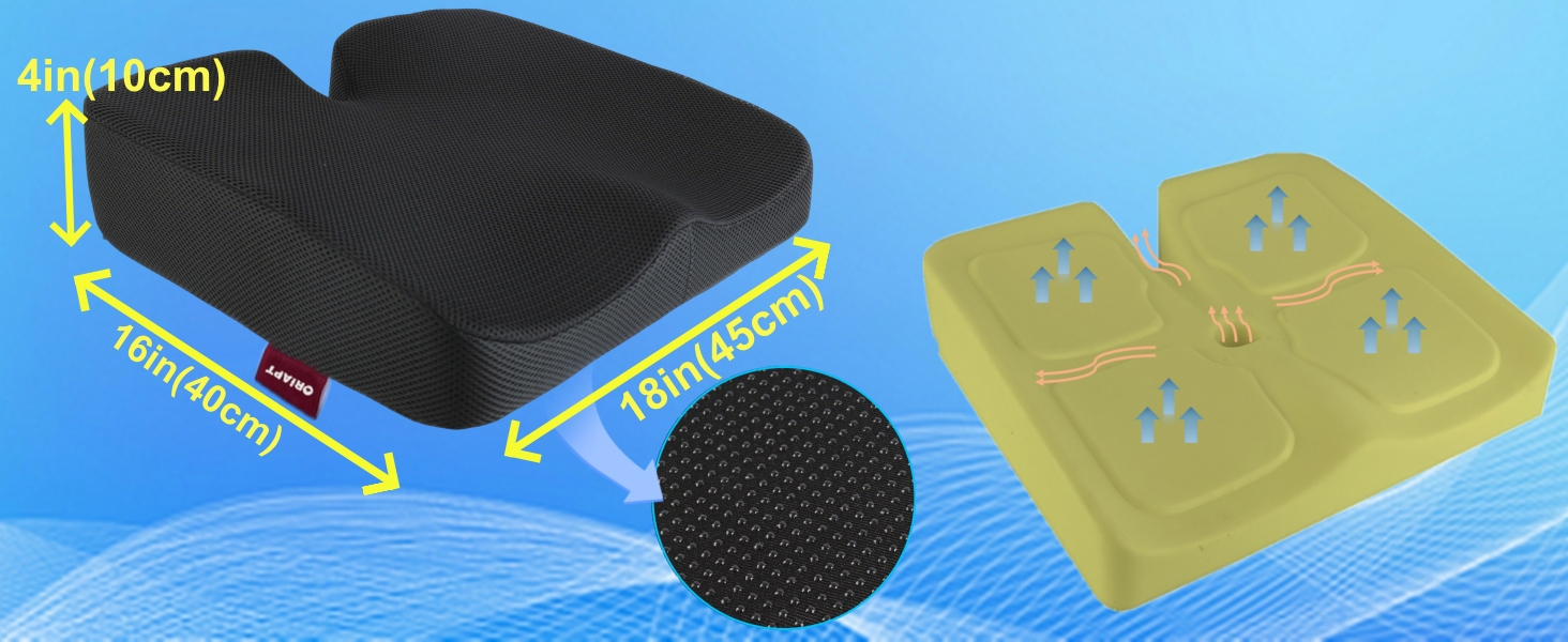 Подушка для сидіння з піни Memory Foam, товста та широка, для підтримки куприка, офісного крісла, геймерського крісла, автосидіння та інвалідного візка