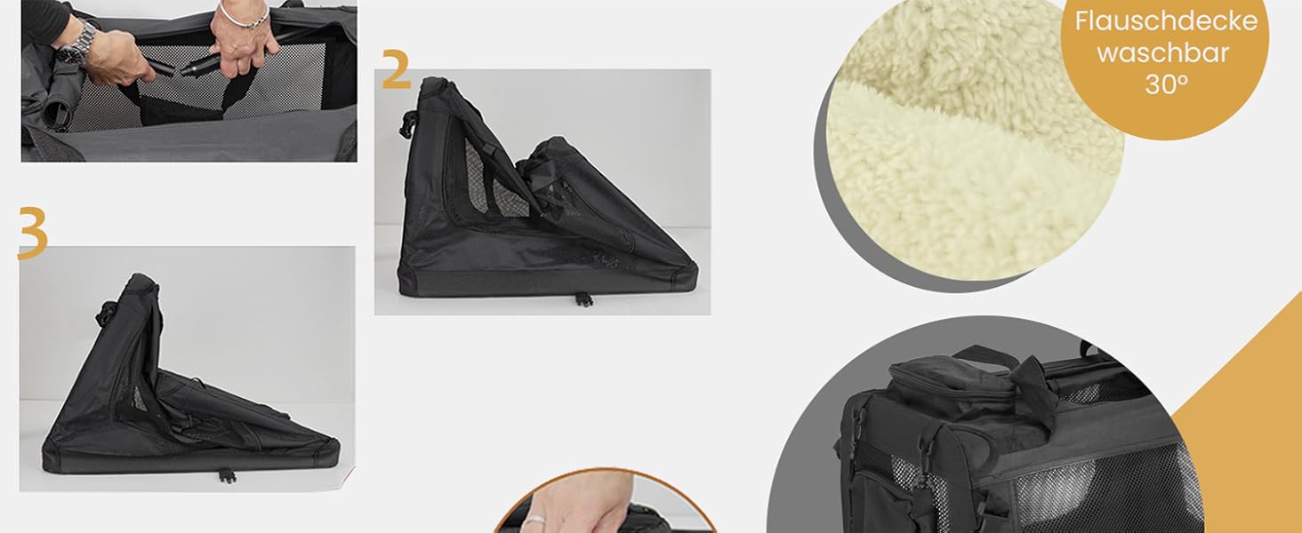 Складана переносна сумка-переноска для собак та котів Petigi (Чорний, L 70x52x51 см)