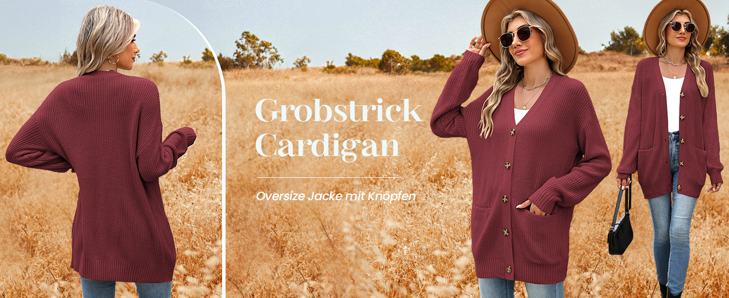 Жіночий в'язаний кардиган Zeagoo з довгим рукавом, вільний крій, V-подібний виріз, грубий в'язання, на кнопках, для осені/зими (зелений, S)