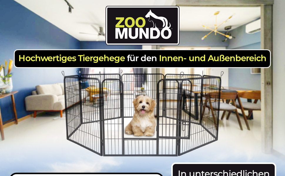 Клітка для цуценят Zoomundo 100см, XL, 8-кутна, чорна (XXL)