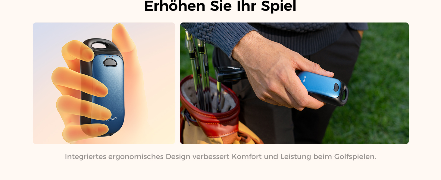 Електричні грілки для рук OCOOPA, 2 шт., водонепроникні IP45, ергономічні, 18 годин тепла, портативні, для відпочинку на природі, гольфу, кемпінгу, міського використання, Marineblau (темно-синій)