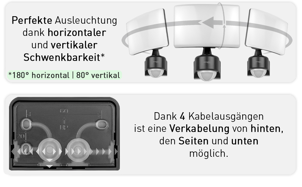 LED прожектор настінний з датчиком руху Oktaplex Cali Motion 30W, IP65, антрацит, 3000K, з функцією Master