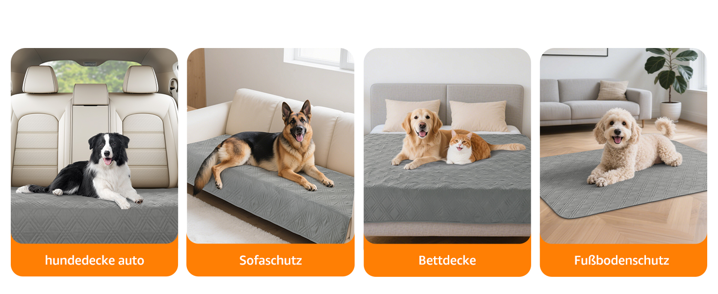 Водонепроникний килимок для собак Pick for Life 208x208 см - захист дивану та ліжка. Миючий килимок для великих та маленьких собак, сірий