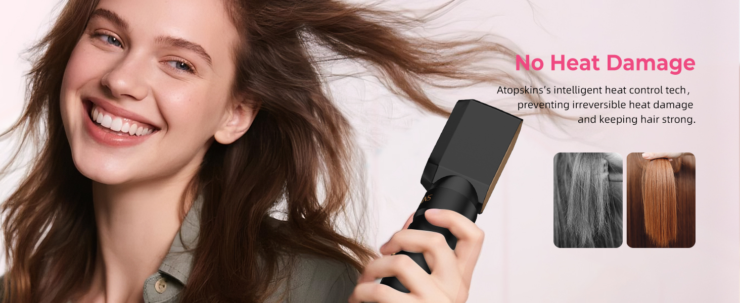 Набір для укладки волосся Atopskins Pro Airstyler 6 в 1: фен-щітка, плойка, іонізація, 1000W, чорний