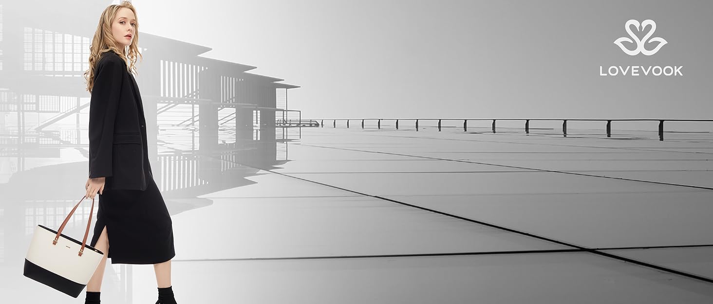 Сумка жіноча LOVEVOOK шопер через плече, шкіряний набір 3 в 1, чорно-бежева