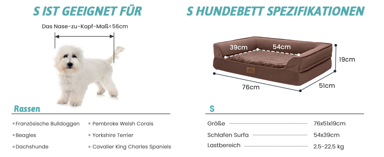 Ортопедичне ліжко для собак маленьких порід, водонепроникне диван-ліжко з бортиками, з підтримуючою піною, зручне ліжко для домашніх тварин з знімним, пральним чохлом, водонепроникний наповнювач, антиковзаюче покриття (107 x 76 x 19 см, Колір: Коричневий)