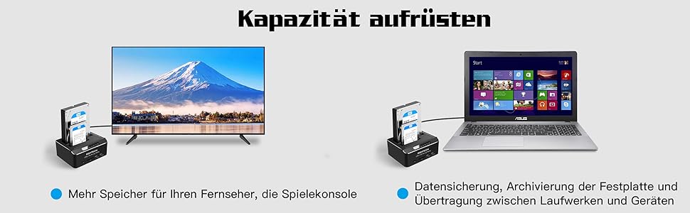 Док-станція для жорстких дисків RSHTECH з двома відсіками, USB 3.0, алюміній, підтримка 2.5/3.5