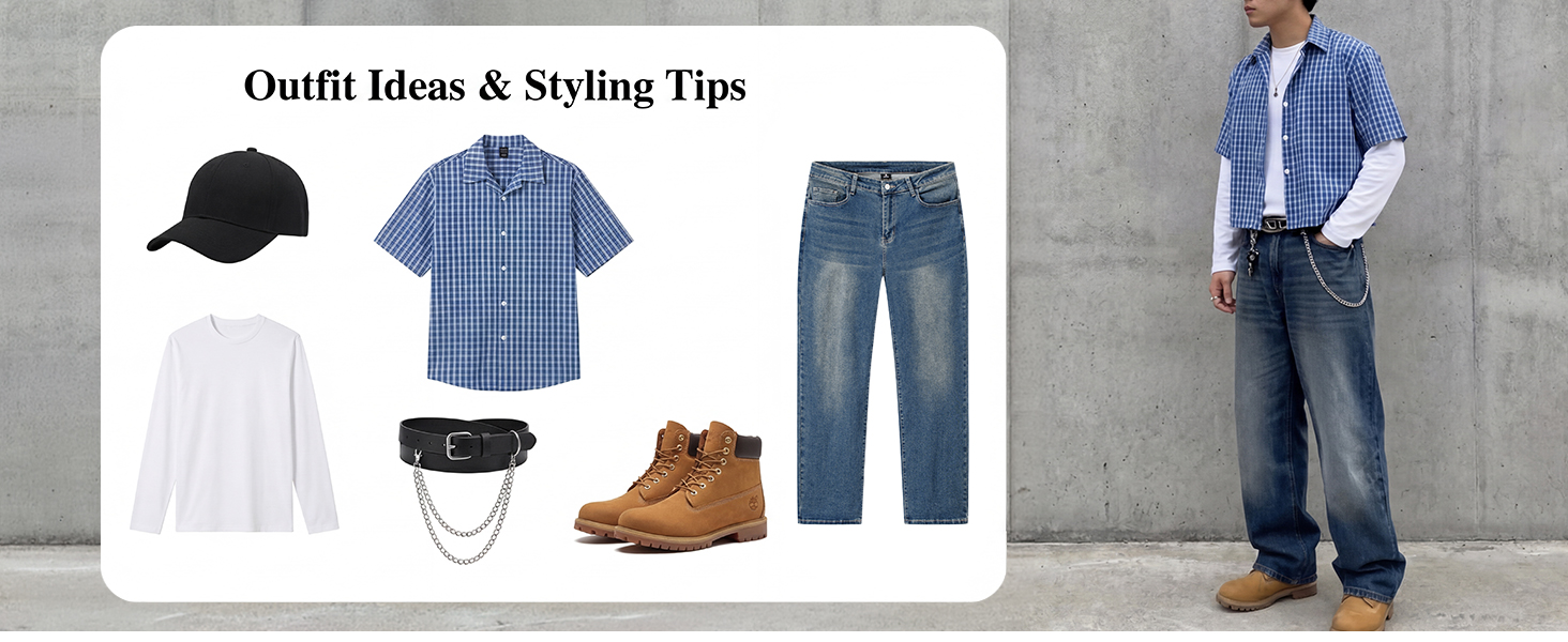 Джинси чоловічі JMIERR Baggy широкі, еластичні, вінтаж Y2K, блакитні XL