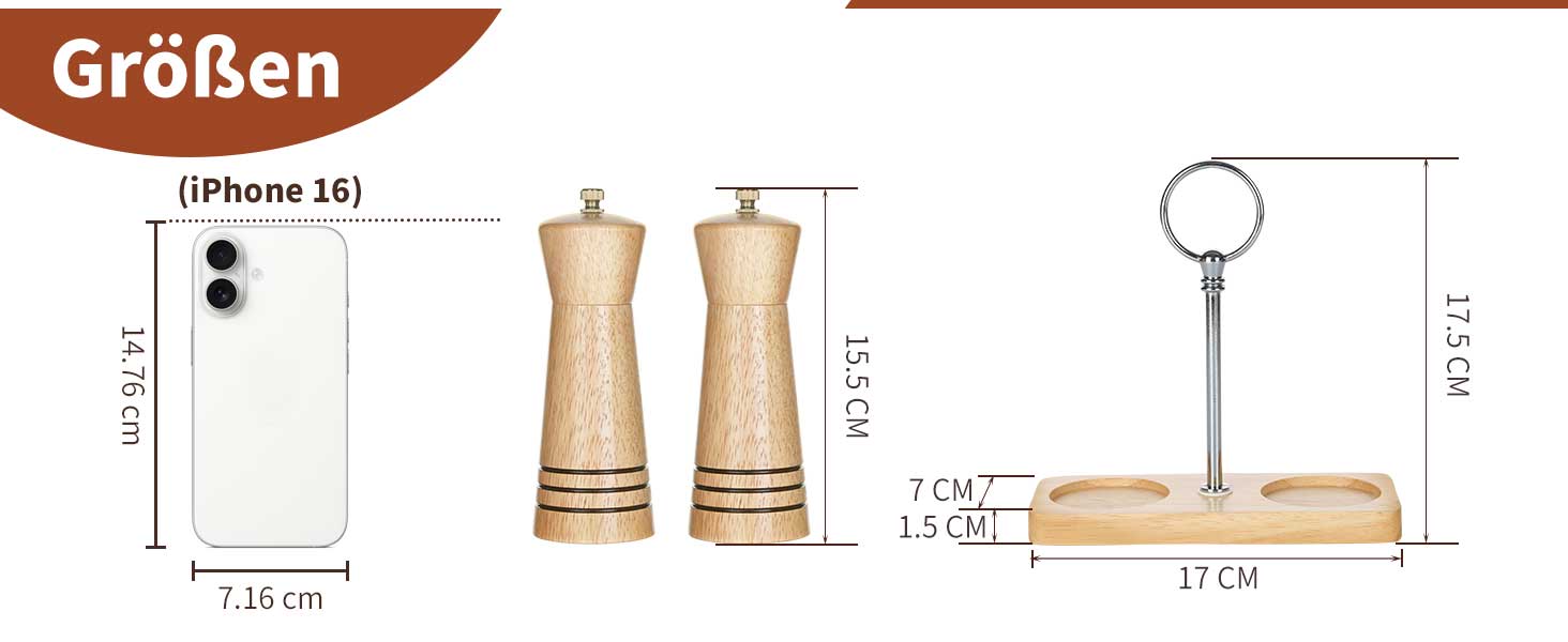 Дзеркальна солянка та перечниця KKC Holz 15 см, електричний набір (E-set)