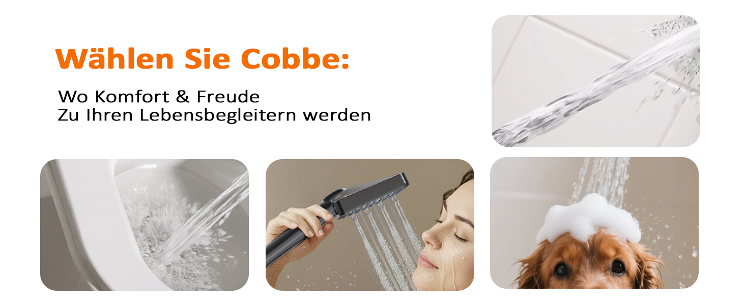Душова лійка Cobbe з фільтром для жорсткої води, квадратна, високий тиск, 6 режимів, видаляє хлор і важкі метали, чорний хром