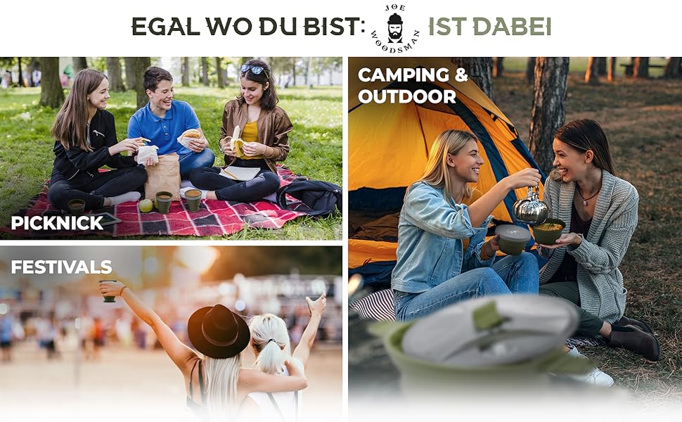 Набір посуду для кемпінгу Joe Woodsman: легкий, складаний, для туризму та подорожей