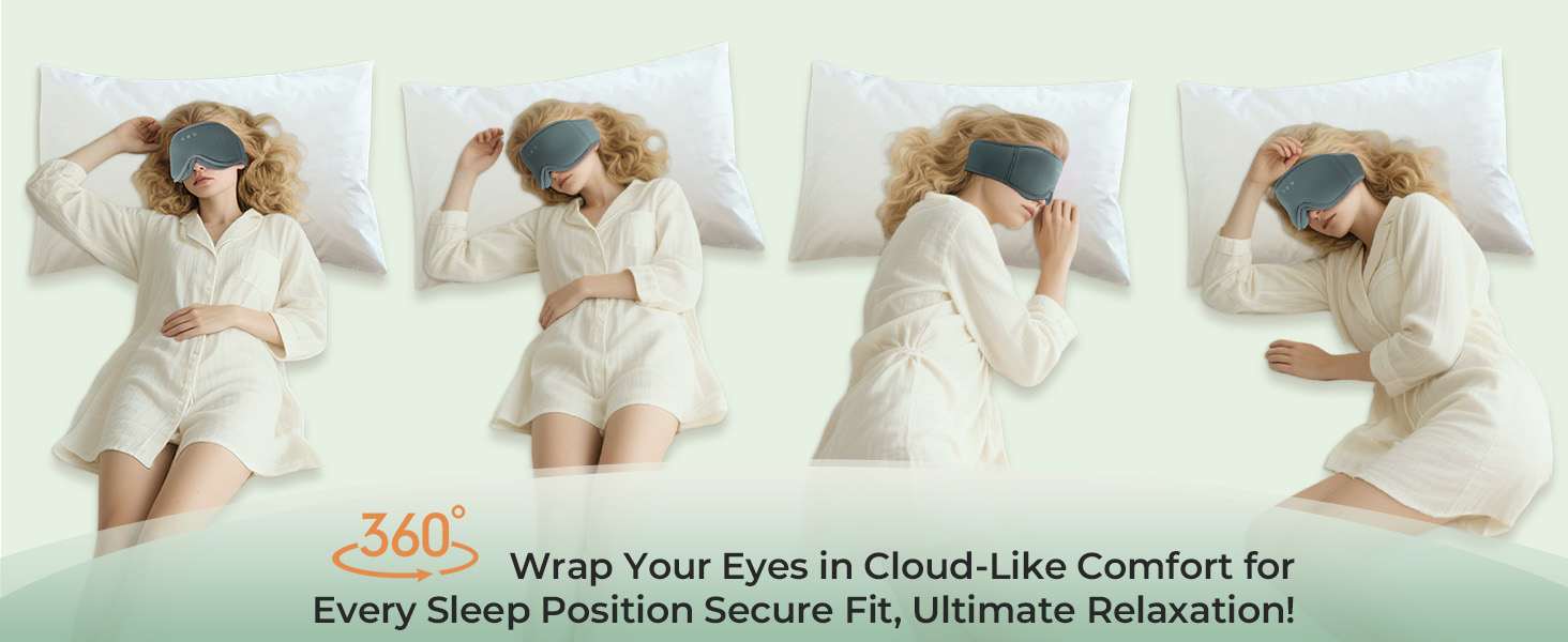 Сліп-маска з навушниками MUSICOZY з бамбука та бавовни, Bluetooth v5.4, 3D, для тих, хто спить на боці, з мікрофоном, сірий колір