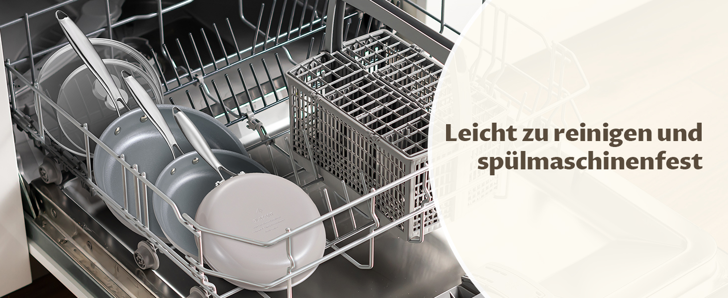 Набір сковорідок Induktion 5-ти частинний, антипригарне покриття, 20/24/28 см, молекулярно зв'язане дно, без PTFE, сумісний з усіма плитами, для духовки, сірий