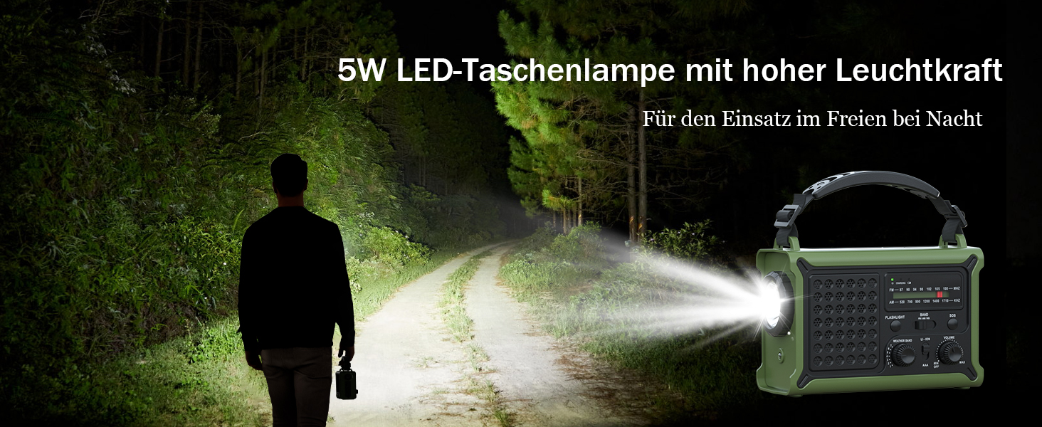 Сонячне радіо з ручним приводом 12000mAh, портативний приймач світу, радіо для надзвичайних ситуацій з AM/FM, 8500 мм² сонячна панель, Powerbank, ліхтарик та світло для читання, для виживання та відключень електроенергії (зелене)