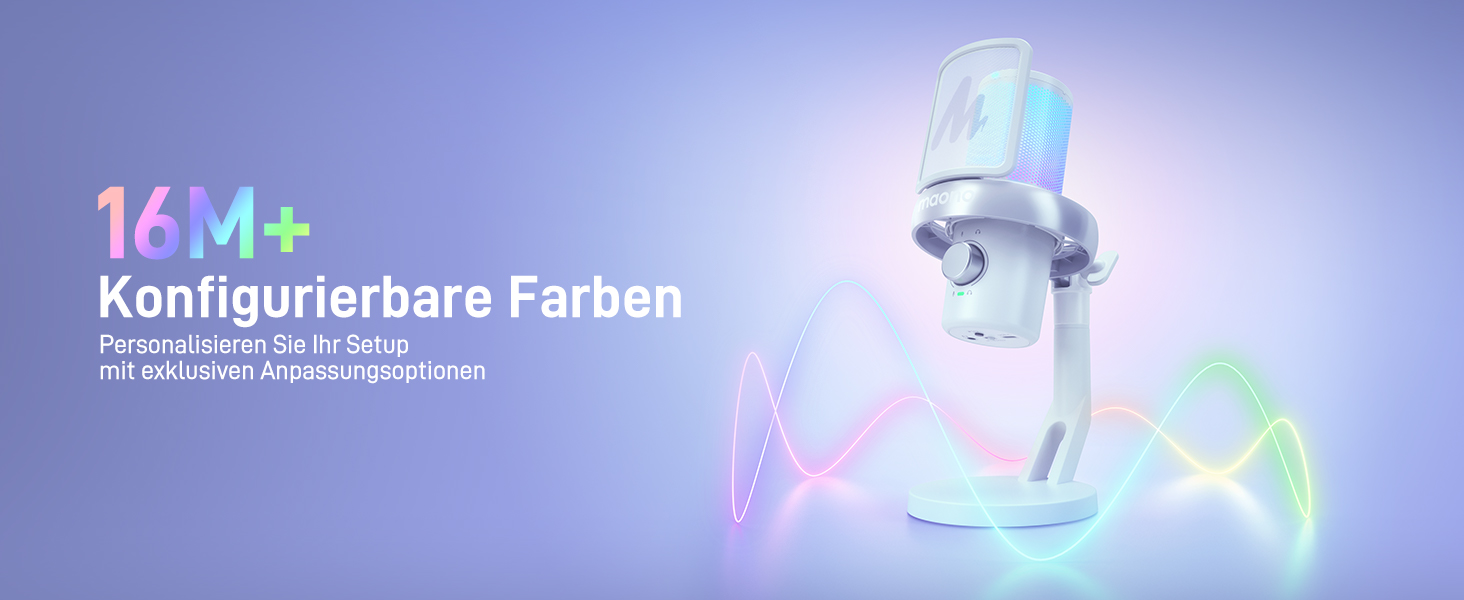 MAONO DM40 PRO Бездротовий мікрофон для ПК з RGB-підсвічуванням та ШІ-зміною голосу, 3-рівневим шумозаглушенням, для геймінгу, подкастингу та стрімінгу