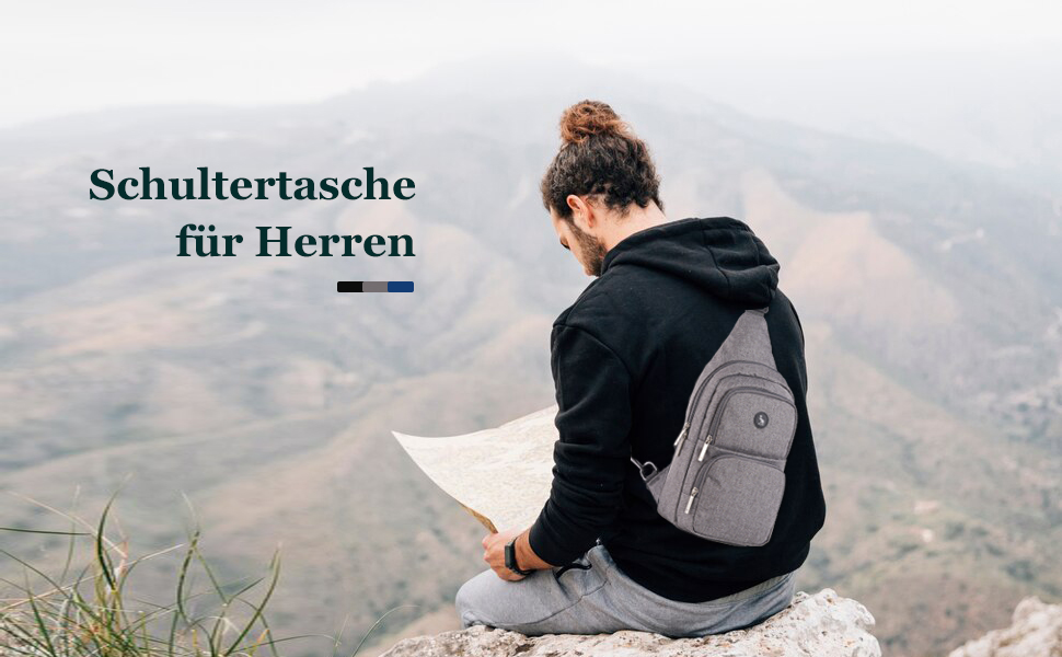 Чоловіча нагрудна сумка OIWAS, чорна, для туризму та повсякденного використання