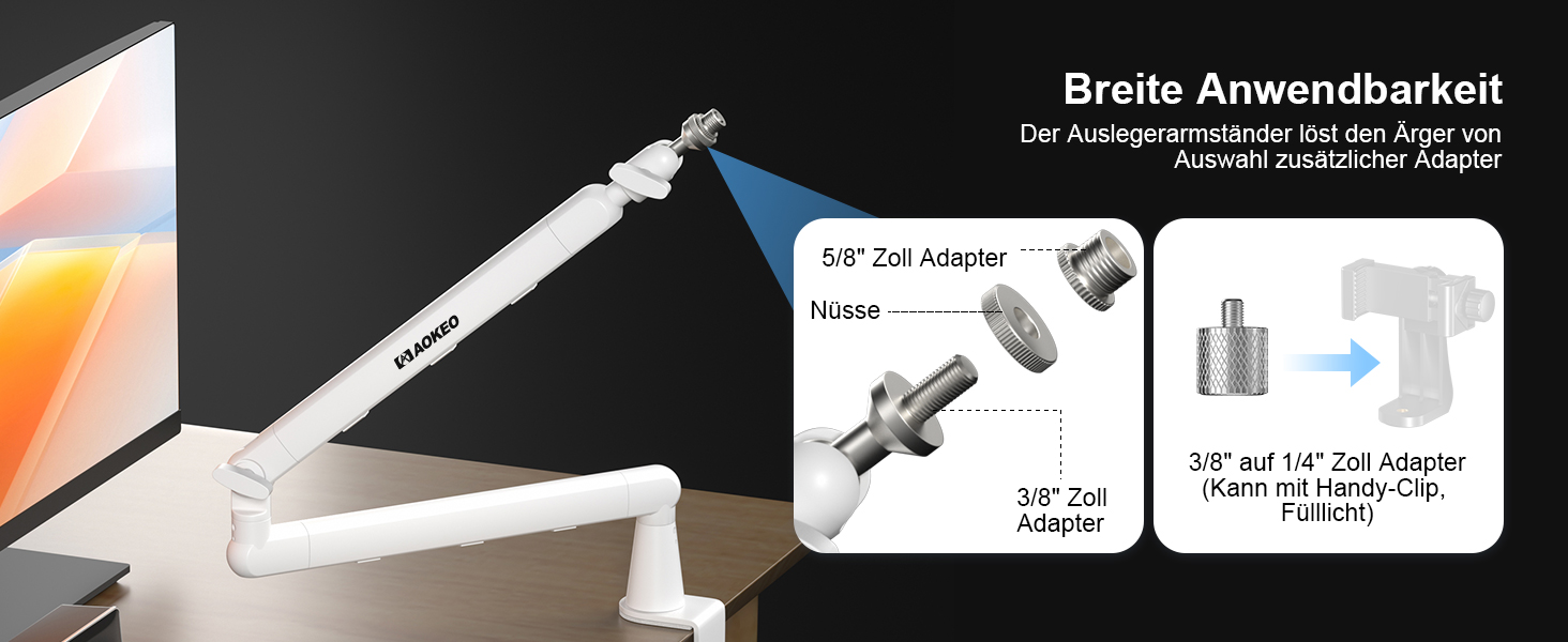 Кріплення для мікрофону Aokeo AK-55 – низькопрофільний тримач для HyperX, Elgato, Shure, Blue Yeti та інших мікрофонів