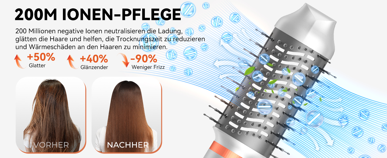 Air Styler Hair Stylers Airbrush 5-в-1: Мультистайлер, фен-щітка для об'єму, локонів, випрямлення та сушіння волосся (800 Вт, помаранчевий)