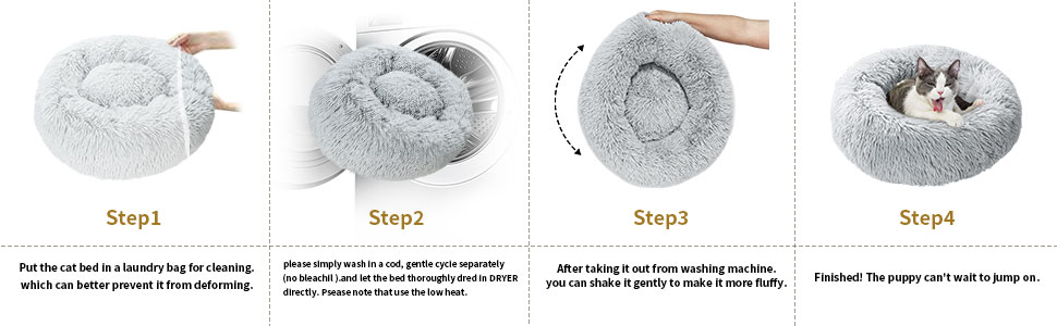 Кругле ліжко для котів та собак, 60 см, м'яке, плюшеве, миється, сірий колір