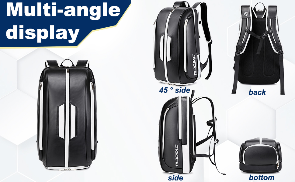 TILDOSAC Tennis Bag - Large Sports Bag for Tennis, Padel, Pickleball - Men & Women - Shoe Compartment, Laptop Sleeve