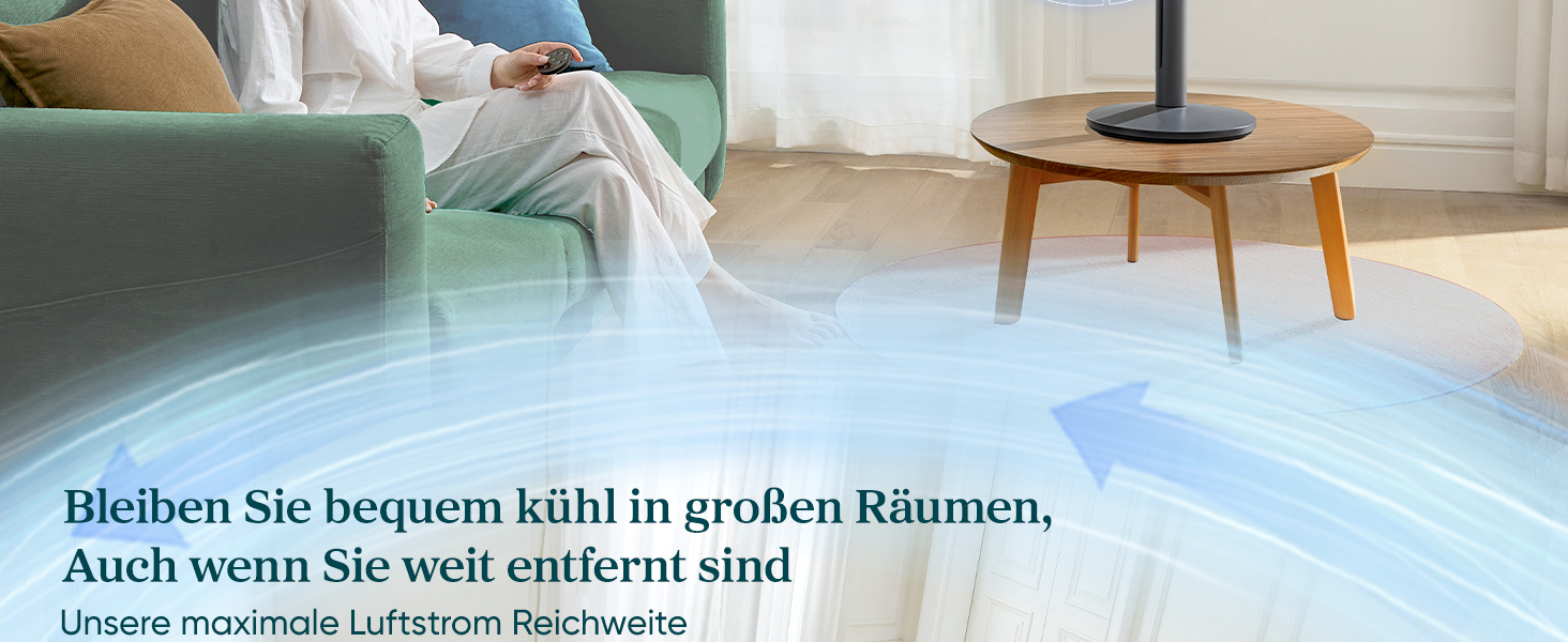 Вентилятор Levoit 20dB з керуванням через APP та Alexa, DC мотор, 30м, 4 режими, 12 швидкостей, таймер 12 годин, сірий, 110 см