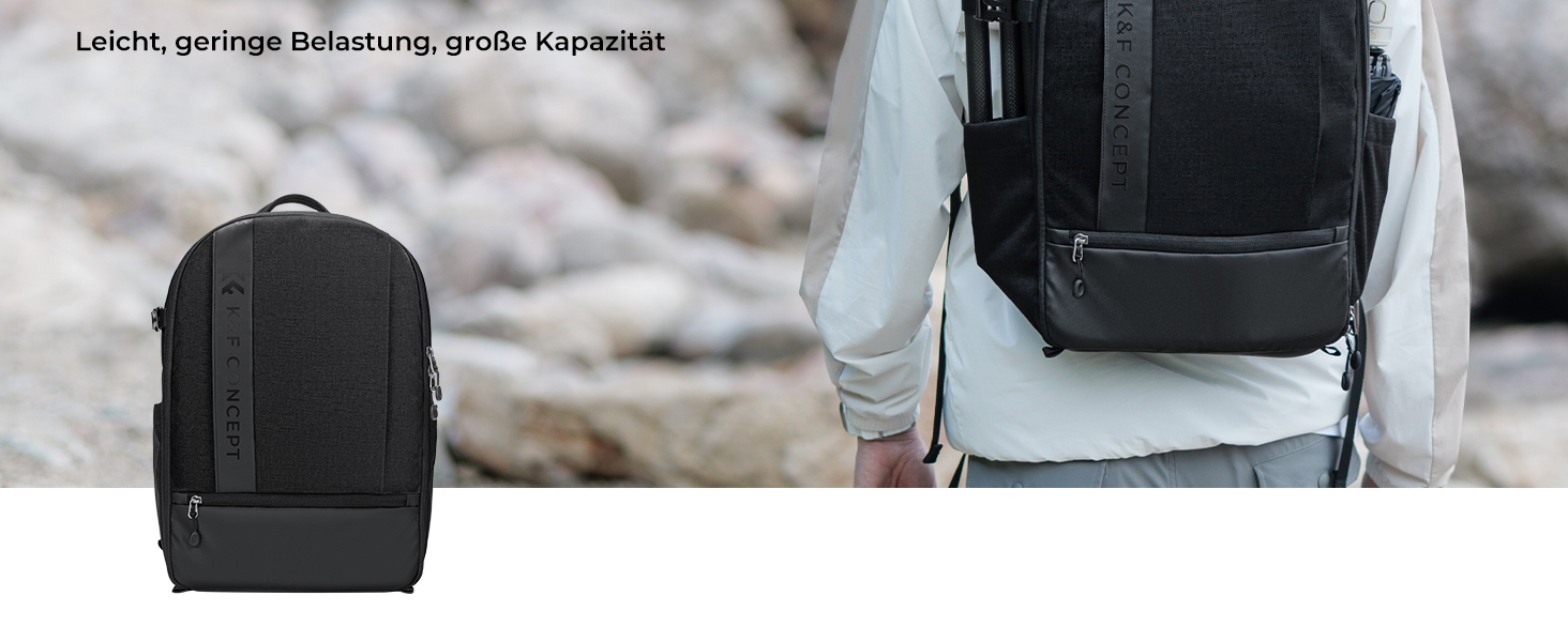Рюкзак для камери K&F Concept 18L сірий з відділенням для ноутбука 15.6 дюймів та захистом від дощу, для DSLR/штатива/аксесуарів