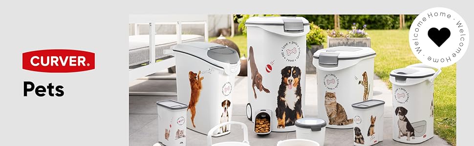 Контейнер для сухого корму для собак CURVER, великий, герметичний, 23 x 50 x 50 см, 10 кг, білий
