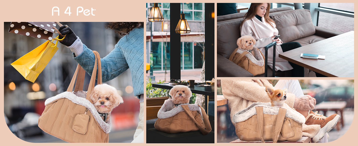 Сумочка для собак, переноска для цуценят, переноска для маленьких собак, сумочка для годування, 40x20x24 см, хакі, каррі