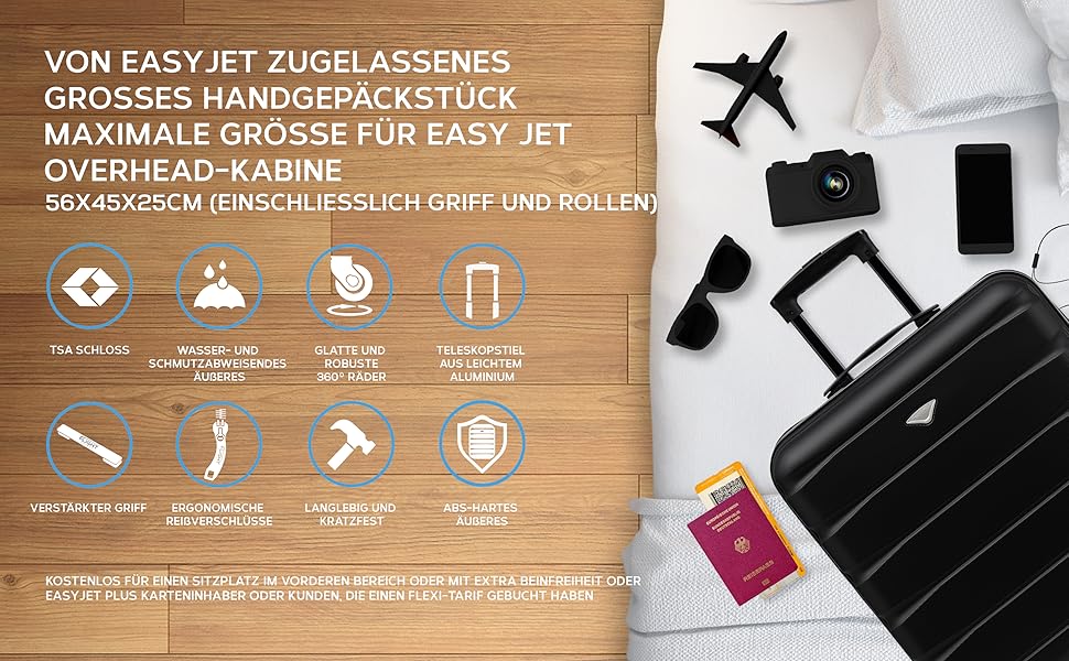 Чохол для багажу Flight Knight: легкий, жорсткий, на 4 колесах, ручна поклажа (56x45x25 см)