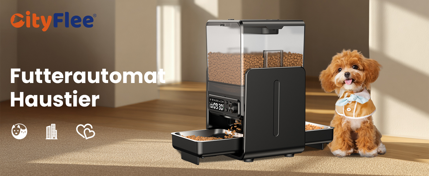 Автомат годівлі для котів з керуванням через додаток, для 2 котів, регульована висота, 2 миски, 5 л, з функцією запису голосу та таймером