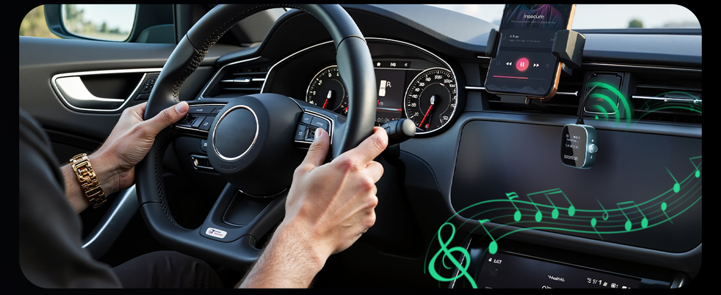 SOOMFON Bluetooth 5.3 Передавач/Приймач 2-в-1: Адаптер для телевізора, фітнесу, навушників (Airpods) з дисплеєм та акумулятором