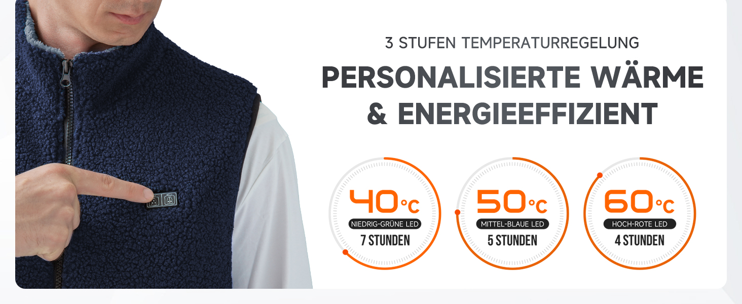 LABCOOL Тепла жилетка з підігрівом - чоловіча та жіноча жилетка з флісу - USB-підігрів з акумулятором 10000mAh - 6 зон підігріву з 3 рівнями температури - можна прати в пральній машині, розмір M, синій
