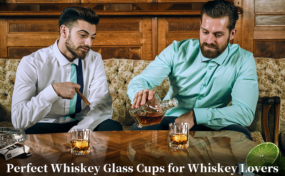 Набір склянок для віскі (6 шт.), 300 мл, кришталь, для віскі, бурбону, бренді, рому, коктейлів, дім, бар, вечірка