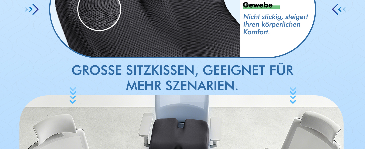 Подушка ортопедична з піни Memory Foam Benazcap для сидіння: зняття тиску, для авто, офісу, геймінгу, дому. Знімний чохол (45x41x8 см)