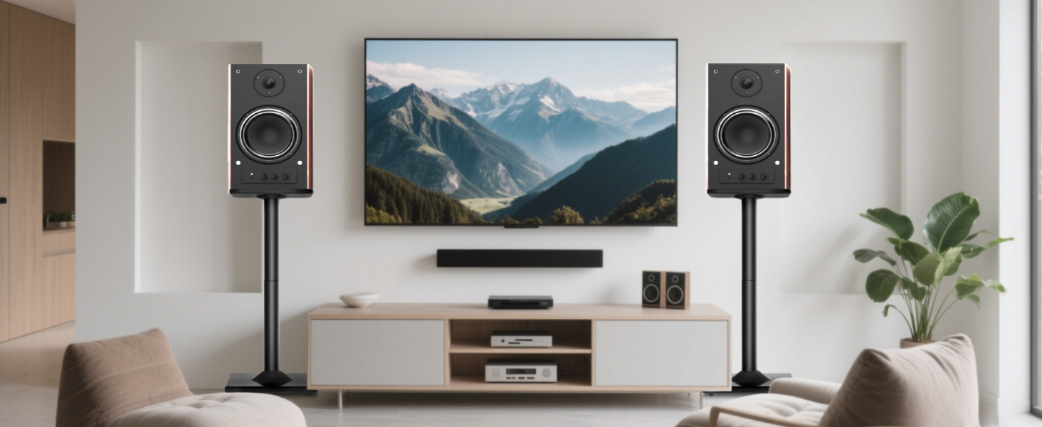 Підставка для акустики, регульована висота, 1 пара, для сателітної та поличкової акустики, до 5 кг, з кабелепроводом (SB-202-висота не регулюється)