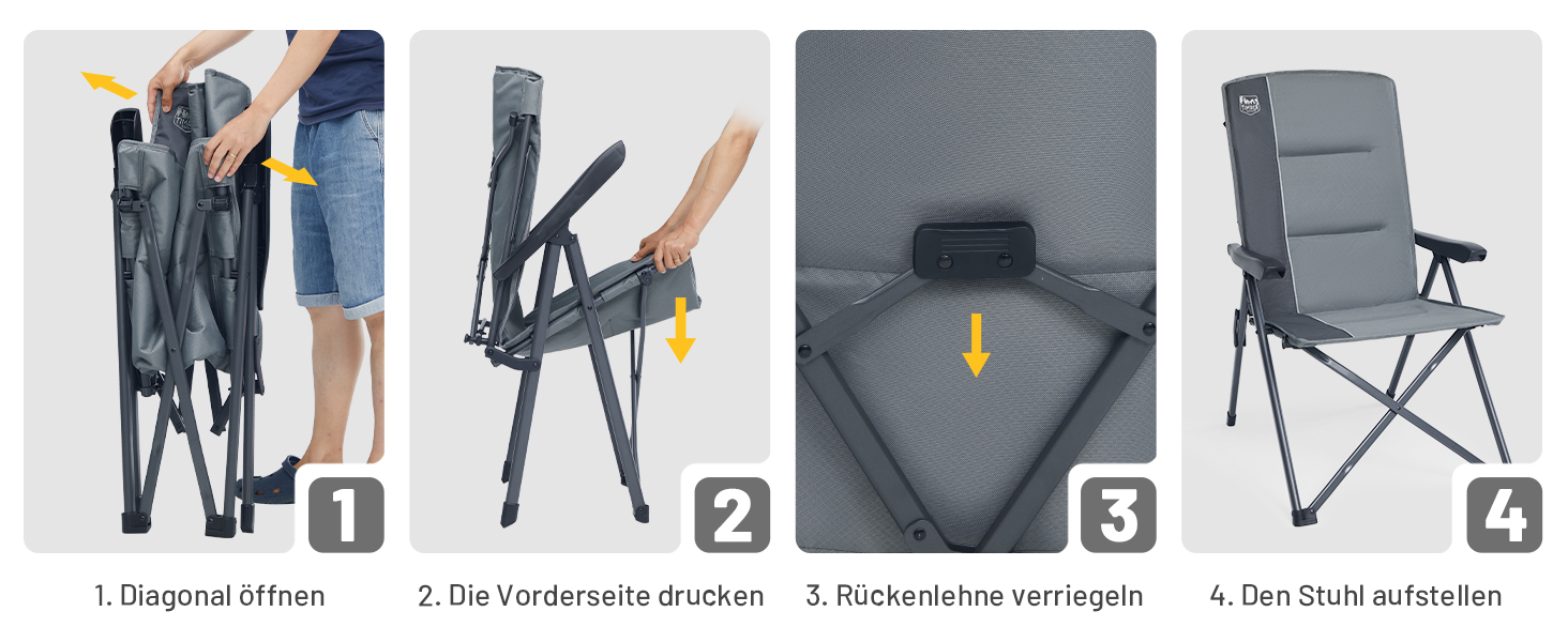 Набір кемпінгових стільців Timber Ridge (2 шт) складані, з високою спинкою, регульовані (3 положення), вантажність 160 кг, сірі