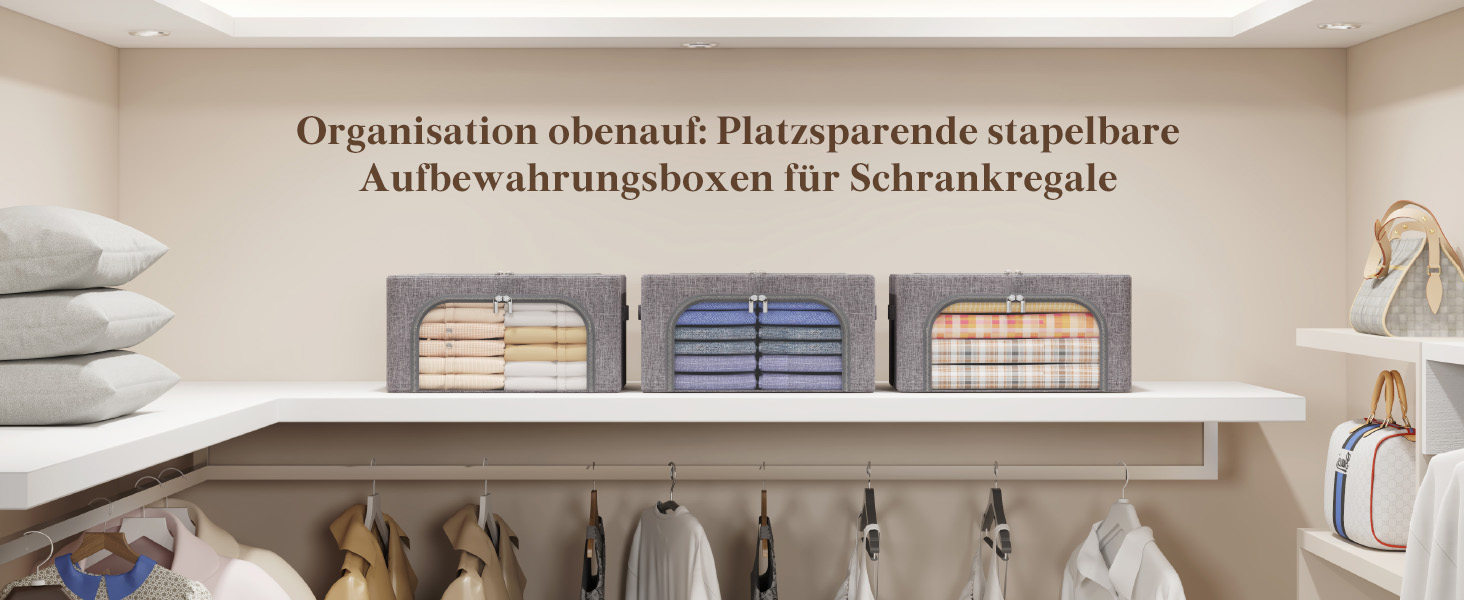Органайзер для одягу Lifewit з кришкою, з металевим каркасом, сірий (2 шт., 25л)