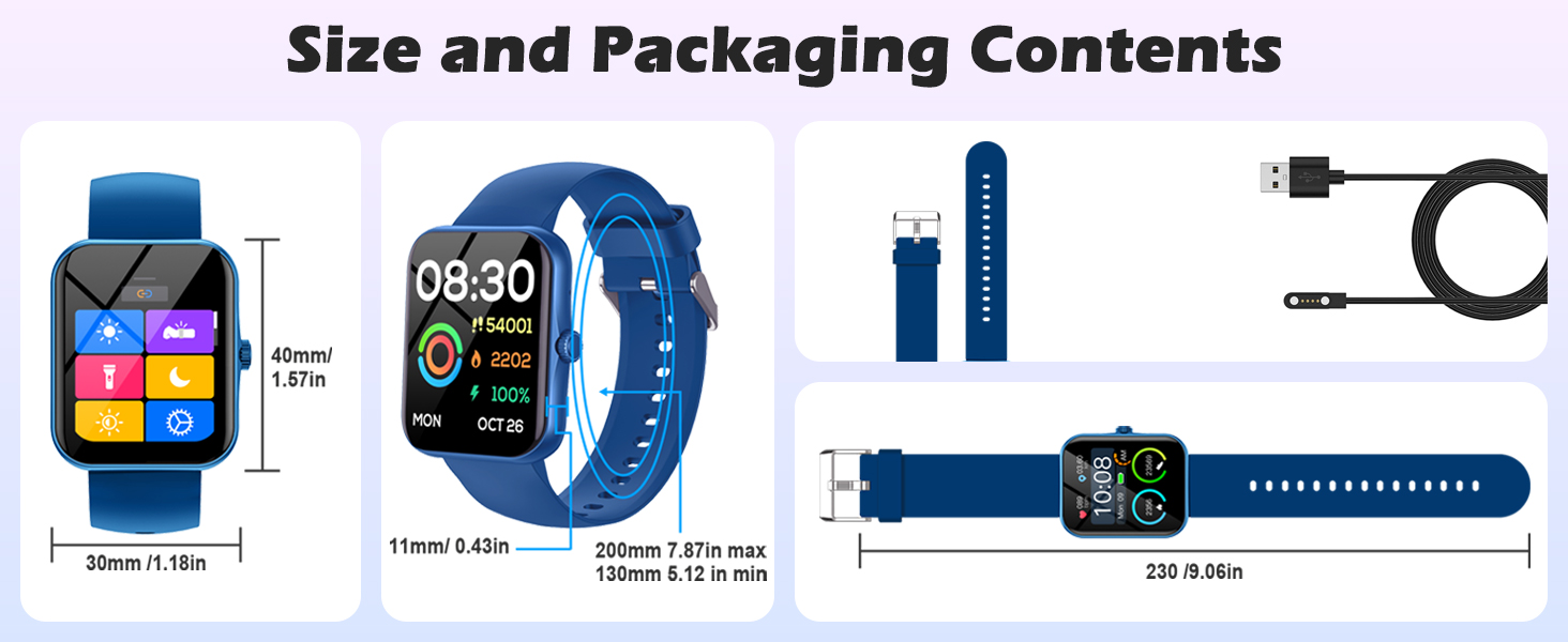 Дитячий розумний годинник-фітнес-трекер Kinder з 1.83' HD екраном, крокоміром, IP68 водонепроникністю, 120 спортивними режимами, монітором сну та будильником для дітей 5-16 років (блакитний)