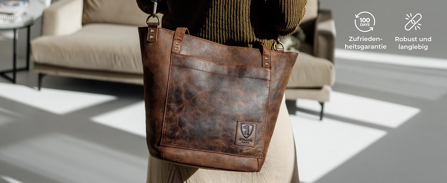 Сумка жіноча шкіряна через плече Berliner Bags Verona Vintage (Earth) - велика шопер сумка з YKK блискавкою